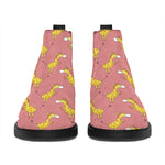 Cute Giraffe Pattern Print Flat Ankle Boots