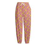 Cute Giraffe Pattern Print Fleece Lined Knit Pants