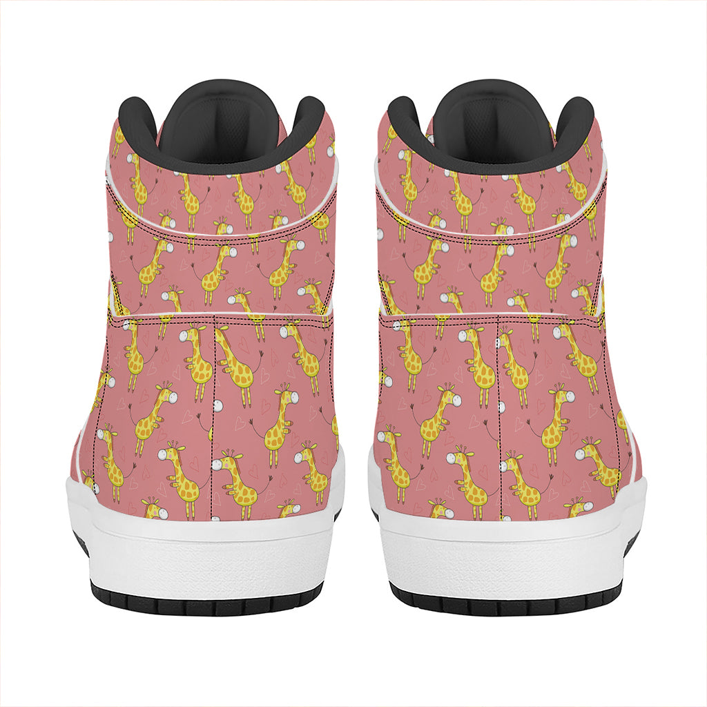 Cute Giraffe Pattern Print High Top Leather Sneakers