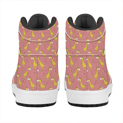 Cute Giraffe Pattern Print High Top Leather Sneakers