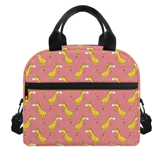 Cute Giraffe Pattern Print Insulated Lunch Bag