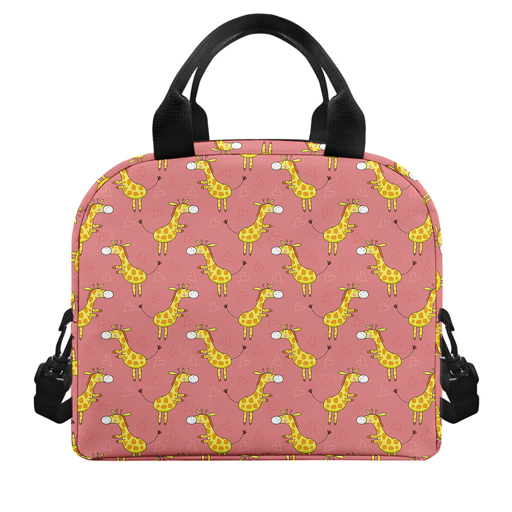 Cute Giraffe Pattern Print Insulated Lunch Bag