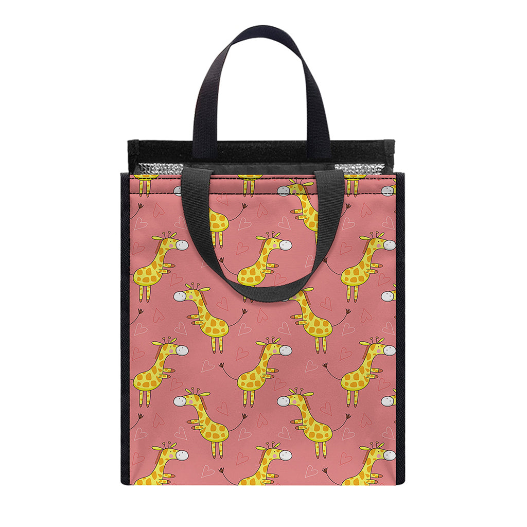 Cute Giraffe Pattern Print Insulated Lunch Tote