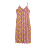 Cute Giraffe Pattern Print Jersey Midi Cami Dress