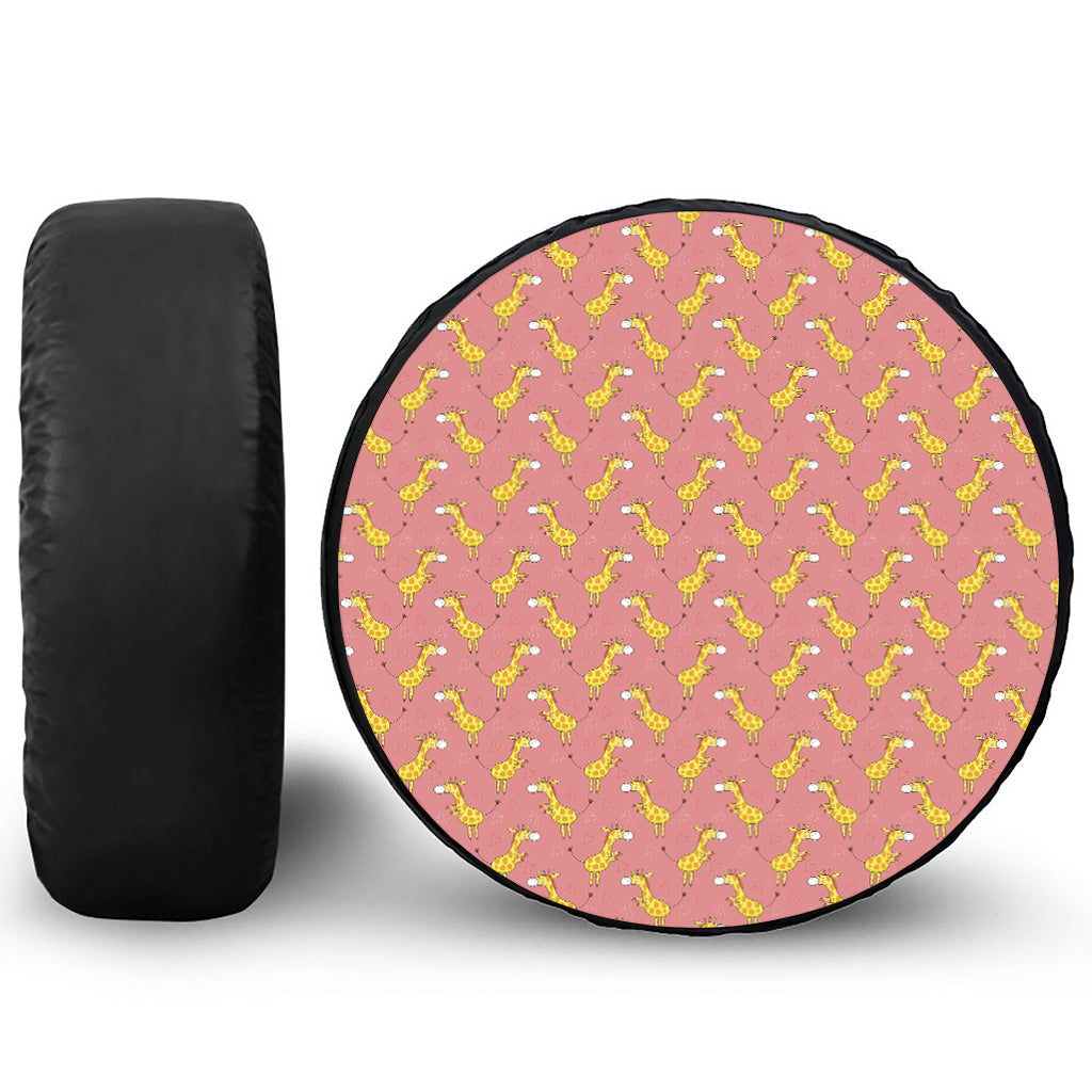 Cute Giraffe Pattern Print Leather Spare Tire Cover