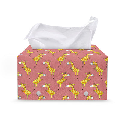 Cute Giraffe Pattern Print Leather Tissue Box Cover