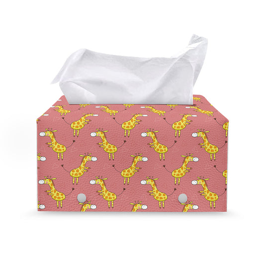 Cute Giraffe Pattern Print Leather Tissue Box Cover