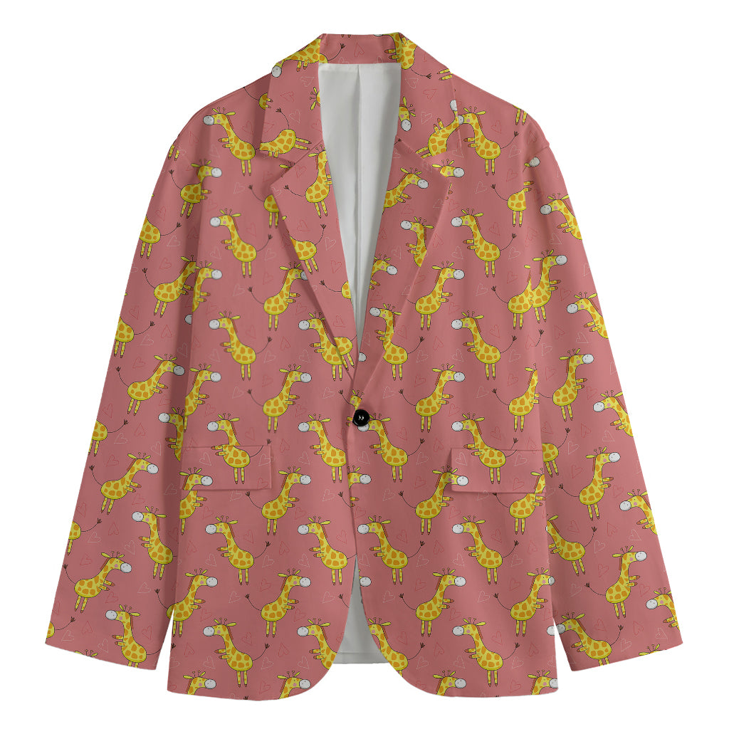 Cute Giraffe Pattern Print Men's Blazer