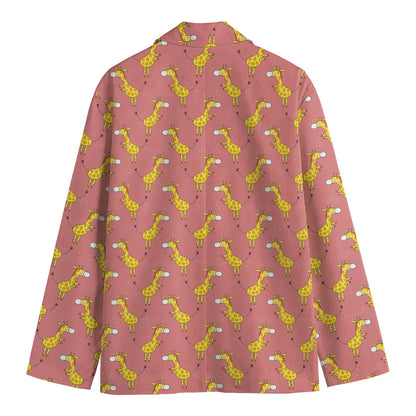 Cute Giraffe Pattern Print Men's Blazer