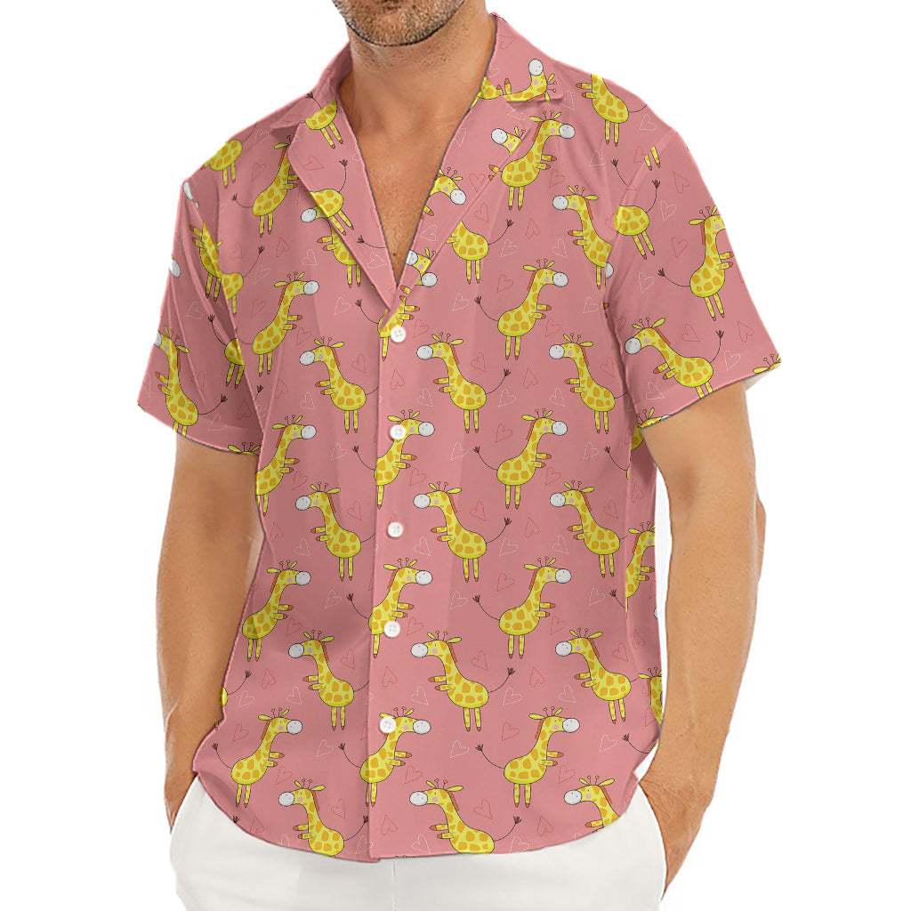 Cute Giraffe Pattern Print Men's Deep V-Neck Shirt