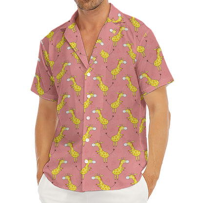 Cute Giraffe Pattern Print Men's Deep V-Neck Shirt
