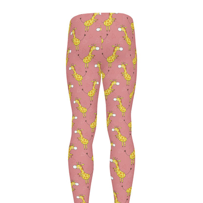 Cute Giraffe Pattern Print Men's leggings