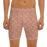 Cute Giraffe Pattern Print Men's Long Boxer Briefs