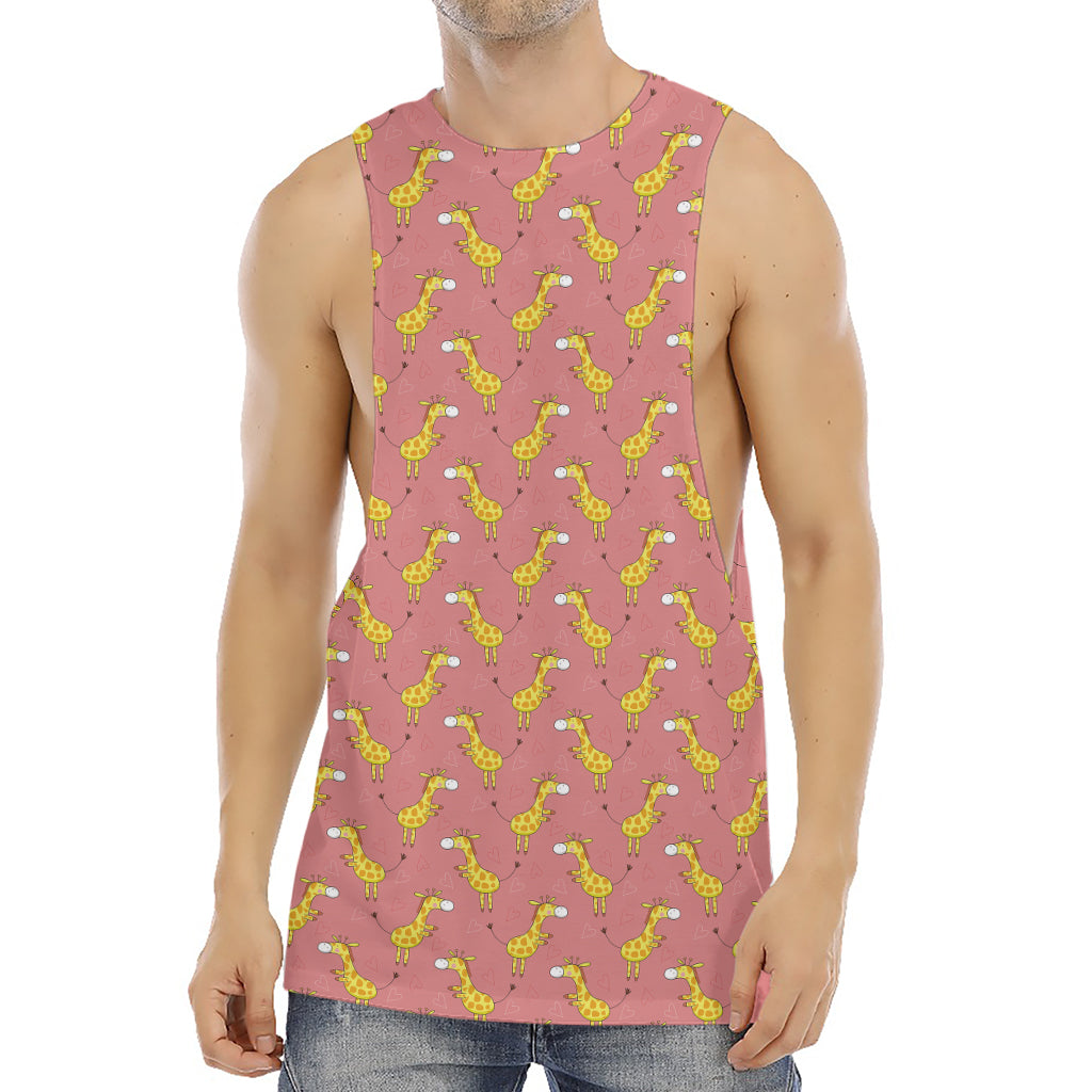 Cute Giraffe Pattern Print Men's Muscle Tank Top
