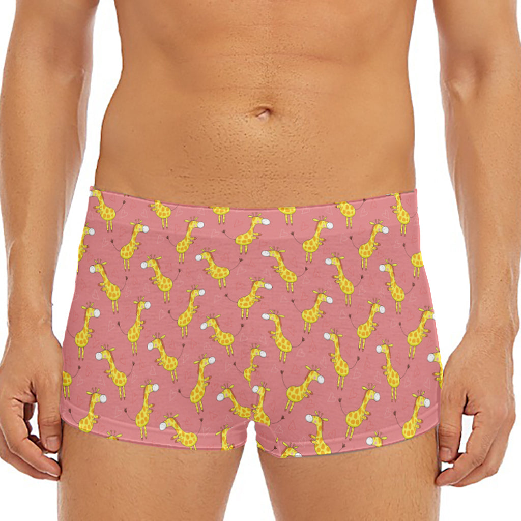 Cute Giraffe Pattern Print Men's Short Boxer Briefs