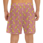 Cute Giraffe Pattern Print Men's Split Running Shorts