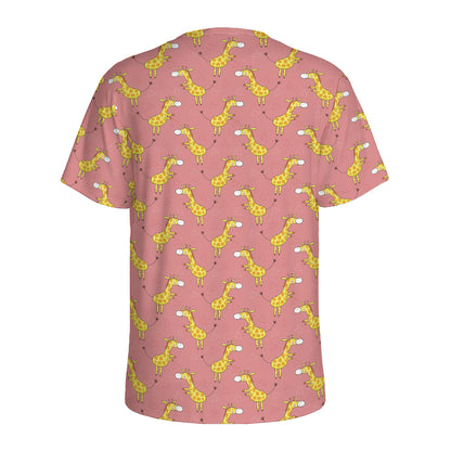Cute Giraffe Pattern Print Men's Sports T-Shirt