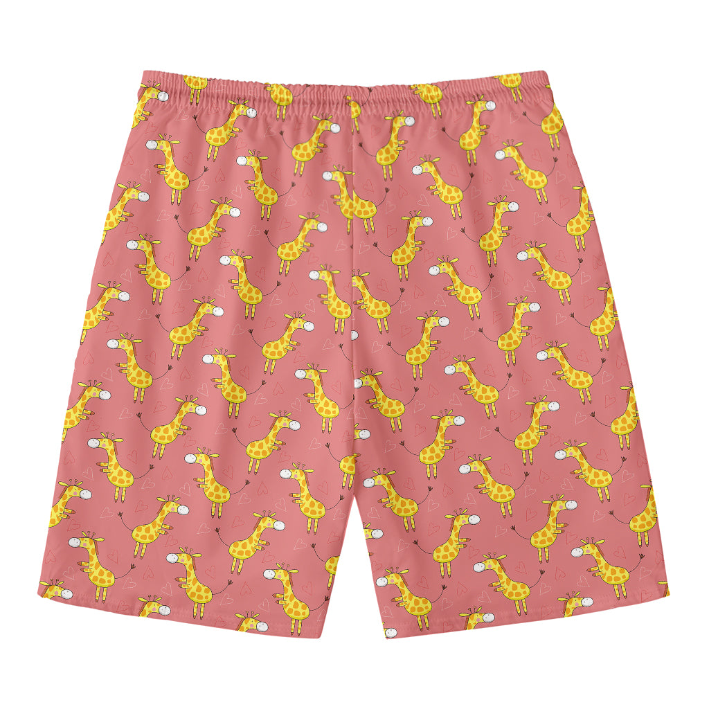 Cute Giraffe Pattern Print Men's Swim Trunks