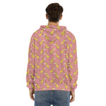 Cute Giraffe Pattern Print Men's Velvet Pullover Hoodie
