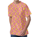 Cute Giraffe Pattern Print Men's Velvet T-Shirt