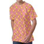 Cute Giraffe Pattern Print Men's Velvet T-Shirt