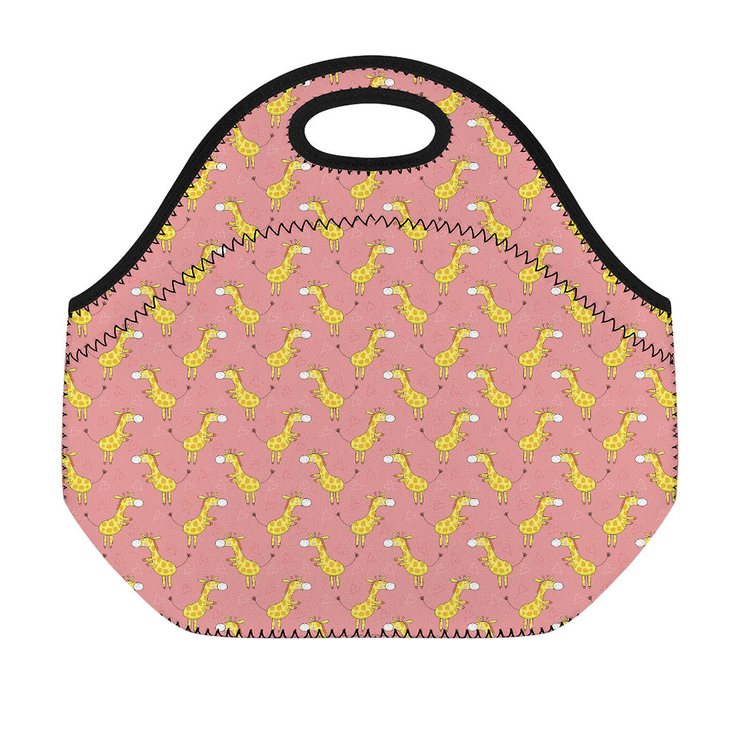 Cute Giraffe Pattern Print Neoprene Lunch Bag