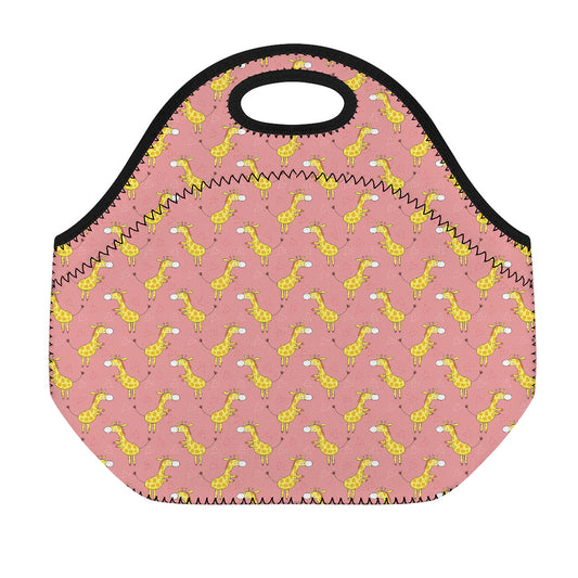 Cute Giraffe Pattern Print Neoprene Lunch Bag