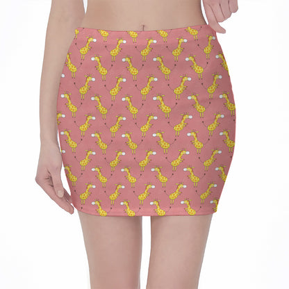 Cute Giraffe Pattern Print Pencil Mini Skirt