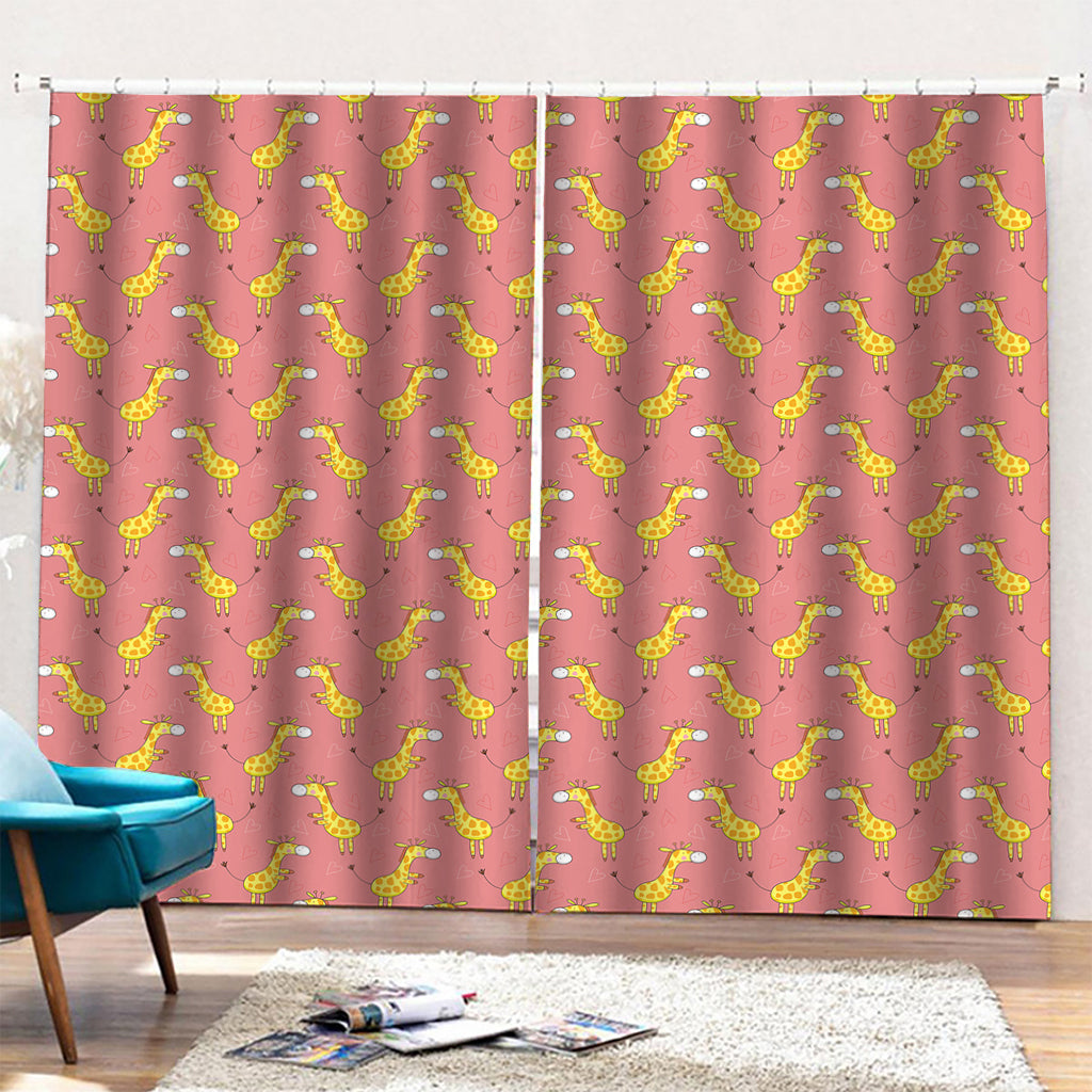 Cute Giraffe Pattern Print Pencil Pleat Curtains