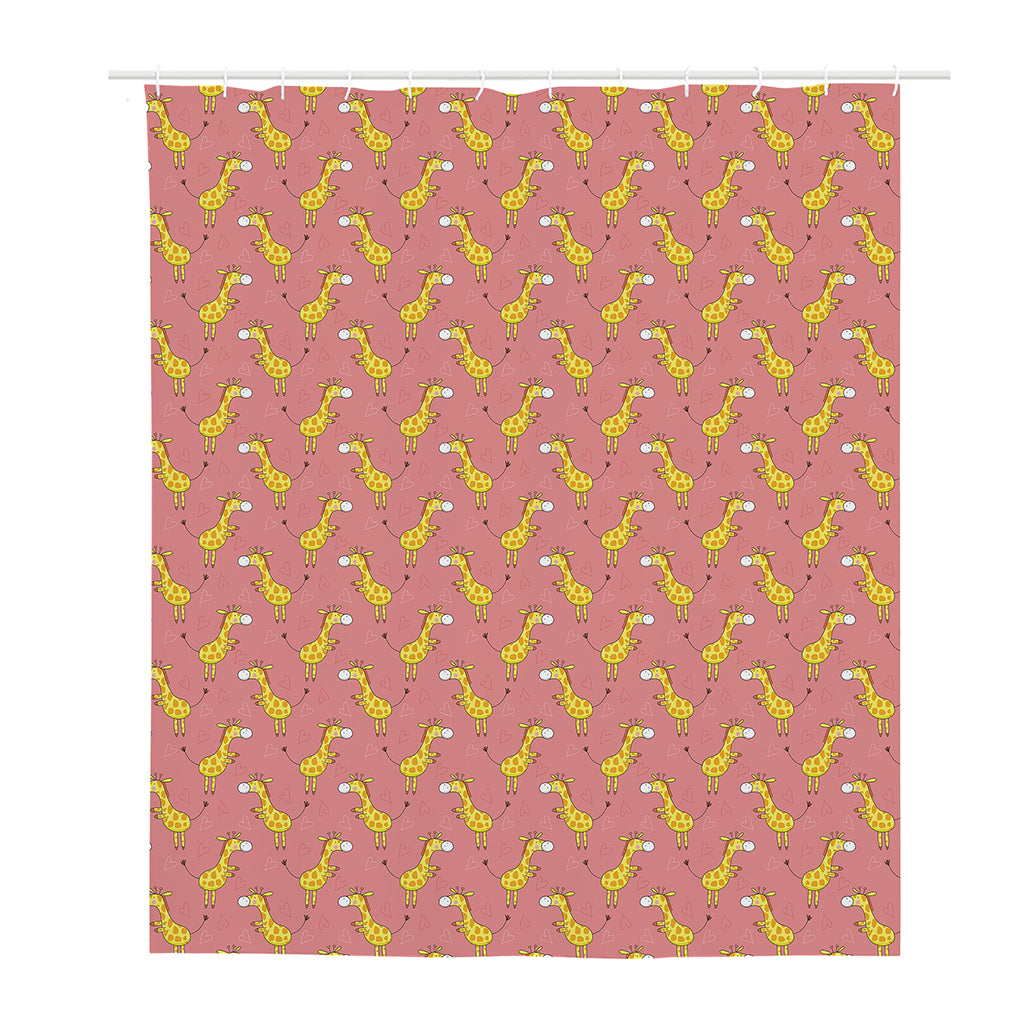 Cute Giraffe Pattern Print Polyester Shower Curtain