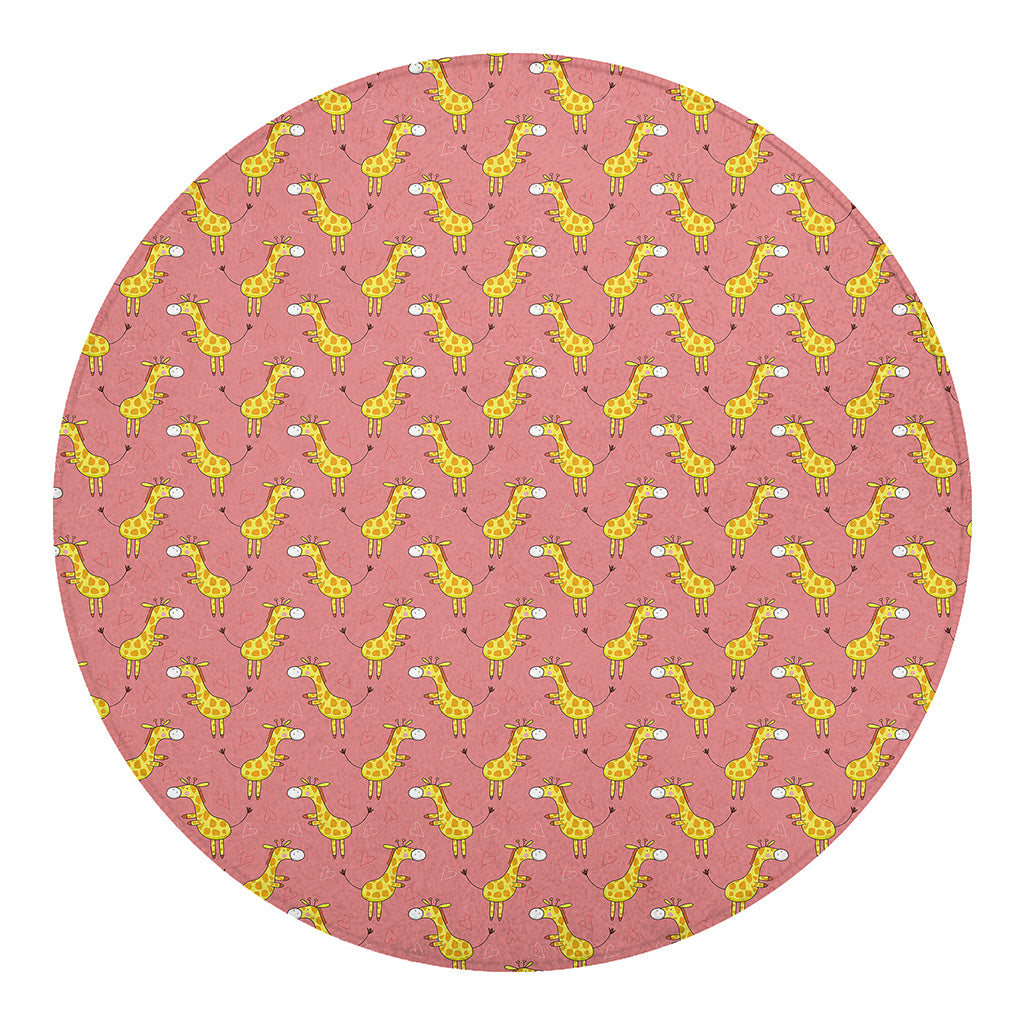 Cute Giraffe Pattern Print Round Blanket