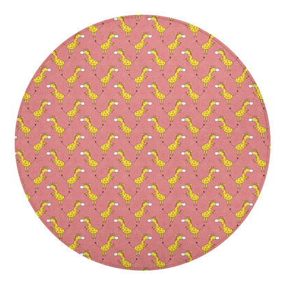 Cute Giraffe Pattern Print Round Blanket