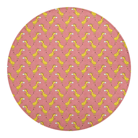 Cute Giraffe Pattern Print Round Blanket