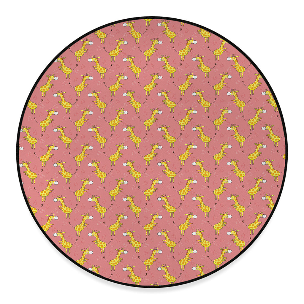 Cute Giraffe Pattern Print Round Floor Mat