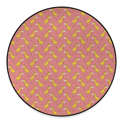 Cute Giraffe Pattern Print Round Floor Mat