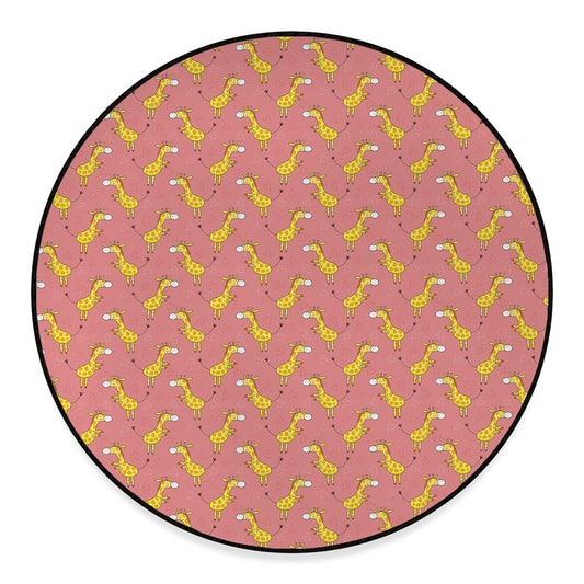 Cute Giraffe Pattern Print Round Floor Mat