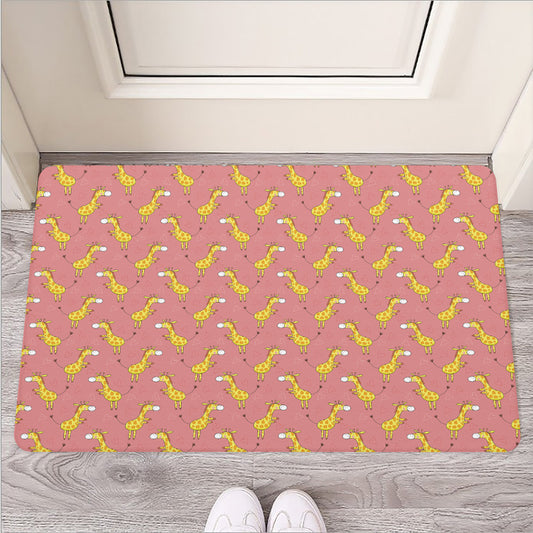 Cute Giraffe Pattern Print Rubber Doormat