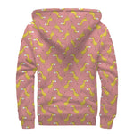 Cute Giraffe Pattern Print Sherpa Lined Zip Up Hoodie