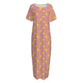 Cute Giraffe Pattern Print Short Sleeve Long Nightdress