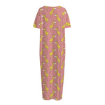 Cute Giraffe Pattern Print Short Sleeve Long Nightdress
