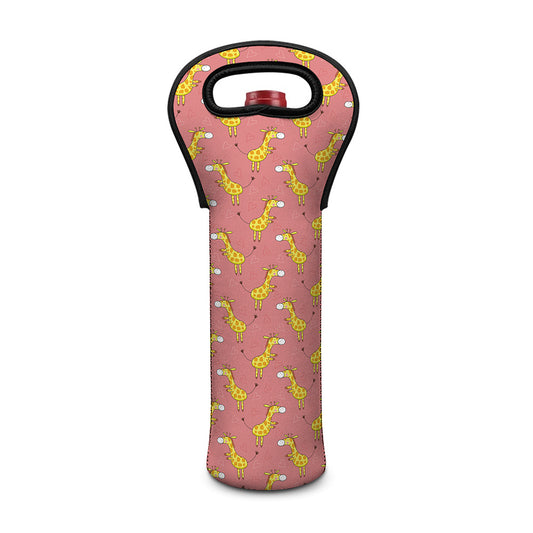 Cute Giraffe Pattern Print Single Neoprene Wine Tote