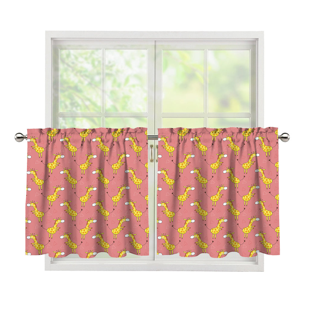 Cute Giraffe Pattern Print Tier Curtains