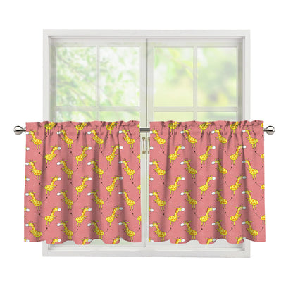 Cute Giraffe Pattern Print Tier Curtains