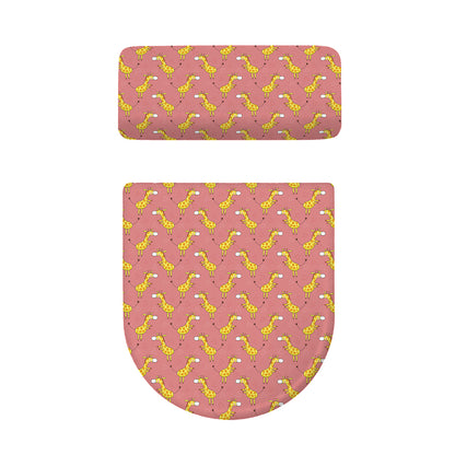 Cute Giraffe Pattern Print Toilet Lid And Tank Cover Set