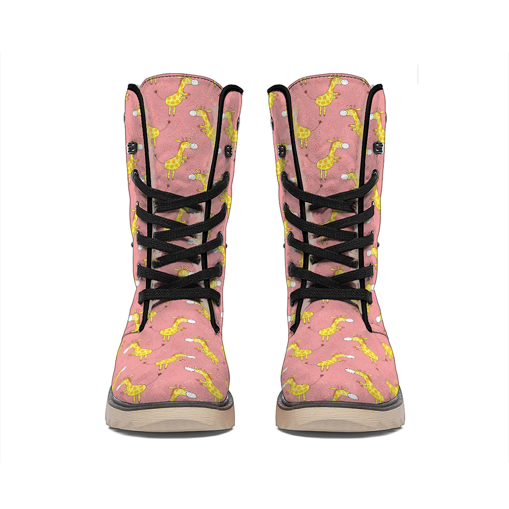 Cute Giraffe Pattern Print Winter Boots