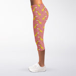 Cute Giraffe Pattern Print Women's Capri Leggings