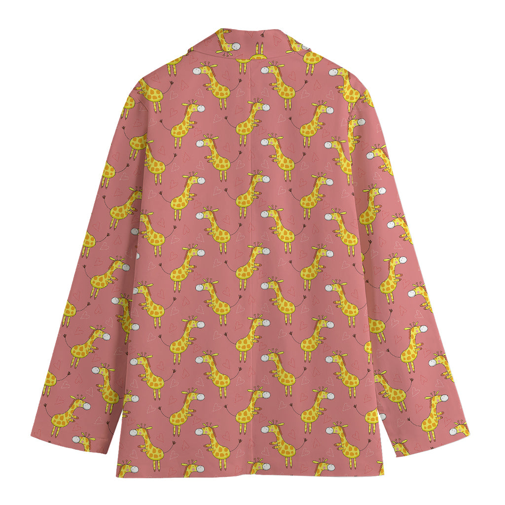Cute Giraffe Pattern Print Women's Cotton Blazer
