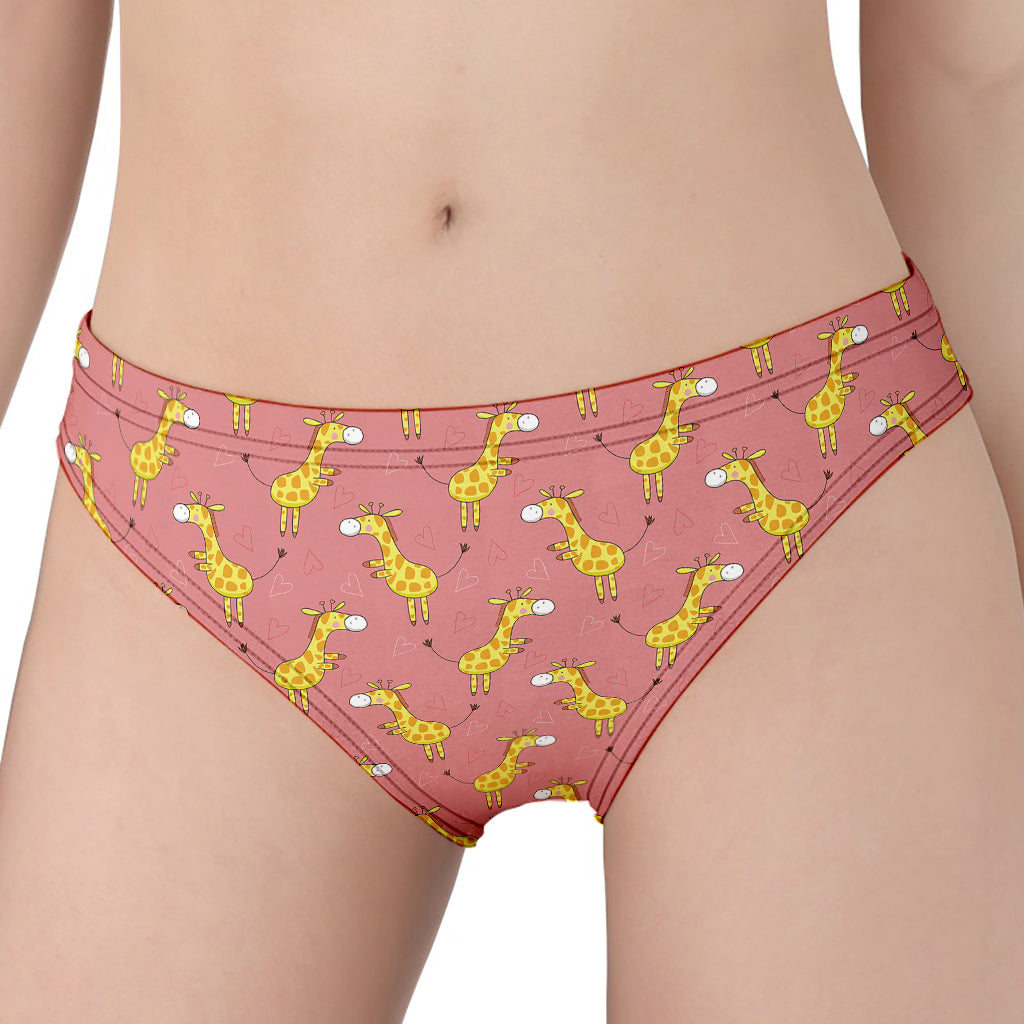 Cute Giraffe Pattern Print Women's Panties