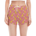 Cute Giraffe Pattern Print Women's Split Running Shorts