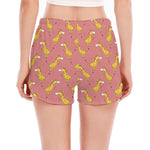 Cute Giraffe Pattern Print Women's Split Running Shorts